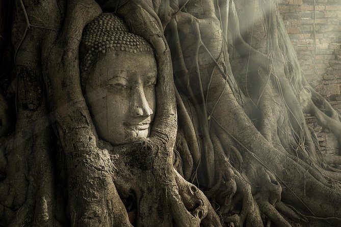 Ayutthaya Temples and River Cruise from Bangkok - Wat Mahathat: the prang base and the tree-root Buddha effect