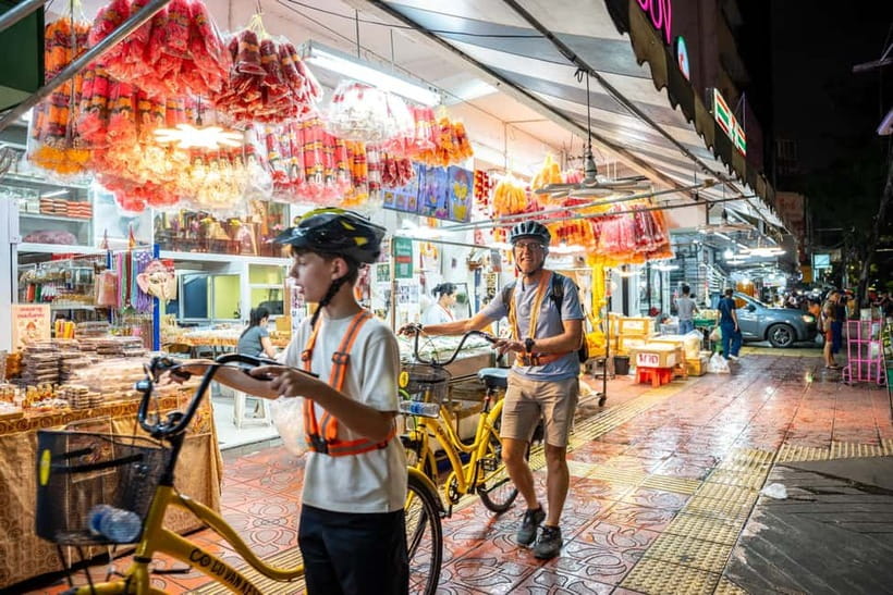Bangkok by Night Cycling Tour with Street-food Meal - River City Shopping Center to Si Phaya Pier, then onward