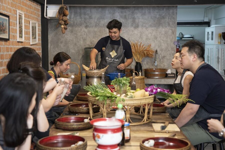 Bangkok: Hands-on Thai Cooking Class and Market Tour - The hands-on cooking flow: four dishes, plus curry paste from scratch