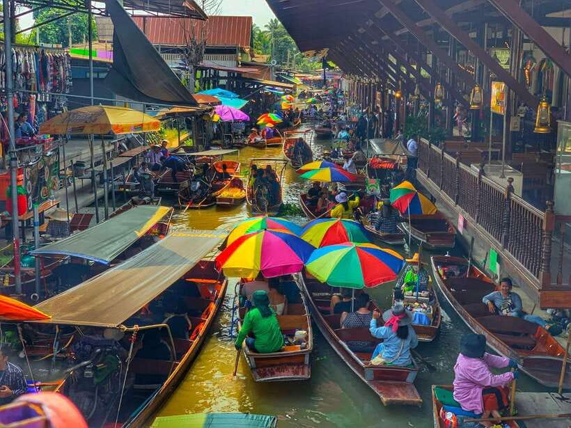 Bangkok: Train Market & Floating Market with Boat Ride - Maeklong Railway Market, where the train passes inches away