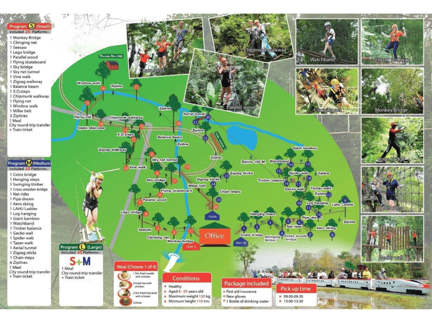 Chiang Mai: Zipline adventure with lunch & city hotel pickup - What you do on the high ropes course, from cable movement to balance tests