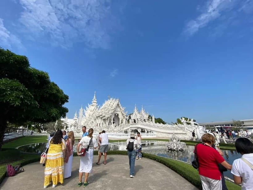 Chiang Rai: 3 Temples, Long Neck Village & Lalitta Café - Wat Rong Khun, the White Temple, mirrors that make the art feel alive