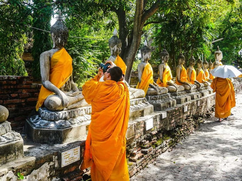 From Bangkok: Ayutthaya Heritage Tour with Sunset Boat Ride - Wat Yai Chai Mongkhon: the chedi and reclining Buddha set the tone