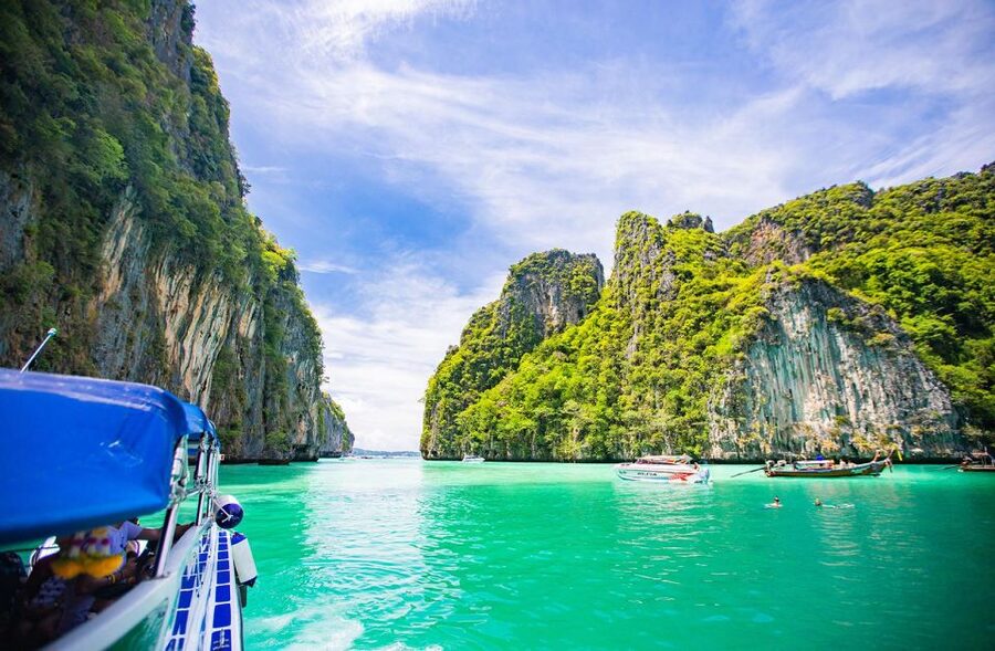 From Phi Phi: Sunrise Maya Bay, Pileh Lagoon Speedboat Tour - Viking Cave wall murals: a short sightseeing stop with real visual punch