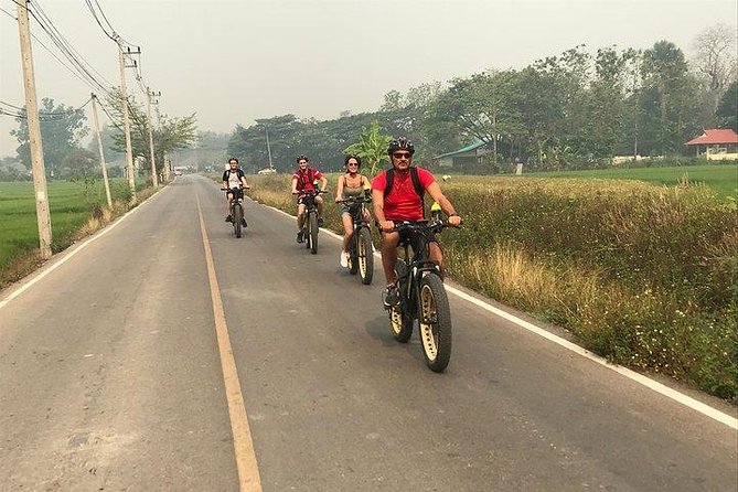 Full-day E-bike Countryside and Nam Phrae (flat-hilly, GUIDED) - The e-bike setup: helmets, gloves, and one-size bikes