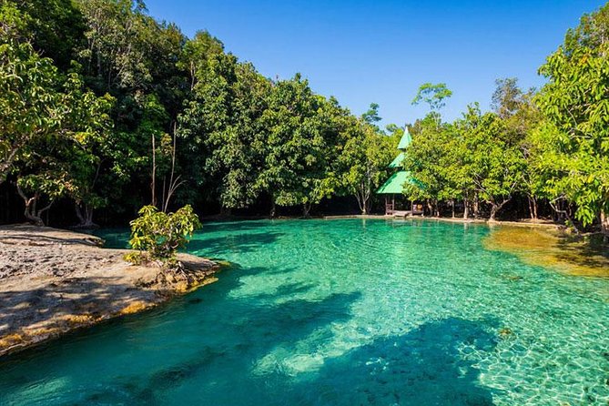Jungle Tour to Emerald Pool, Krabi Hot Spring and Tiger Cave Temple - Stop 1: Namtok Ron Hot Spring Waterfall in a Shady Forest