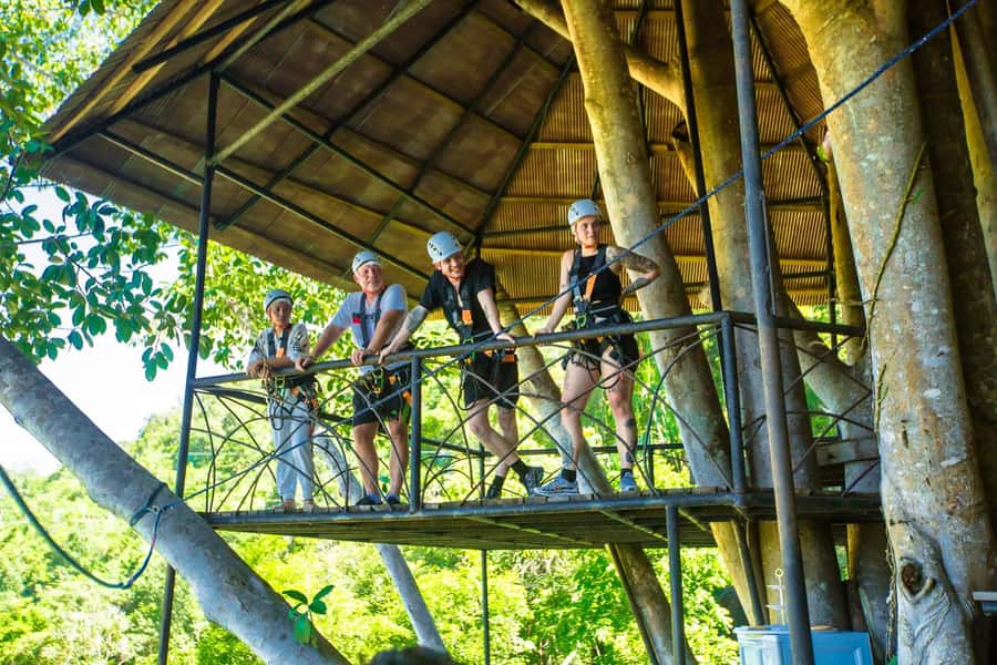 Ko Pha Ngan: Sky-High Zipline & Wang Sai Waterfall Views - Sky Table break: fruit, juice, and a calm moment