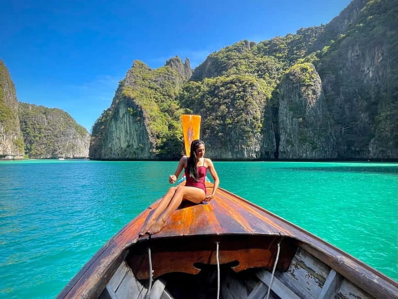 Phi Phi: 7 Island Longtail Boat Snorkeling Tour with Sunset - Monkey Beach and Viking Cave: the easy start before the water