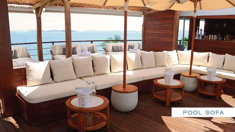 Phuket: YONA Floating Beach Club Day Experience - Seating choices: beds, terraces, and where you should sit for comfort