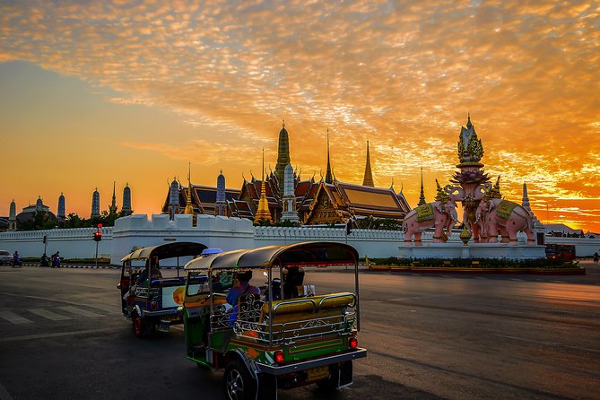 Private Bangkok Tuk Tuk Sunset Long-tail Night Lights - Golden hour by tuk tuk, boats, and night-lit temples