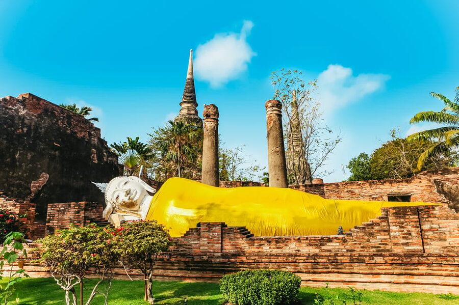 The Old Siam: Ayutthaya Temples Small Group Tour with Lunch - Wat Lokayasutha: the giant reclining Buddha that anchors the ruins